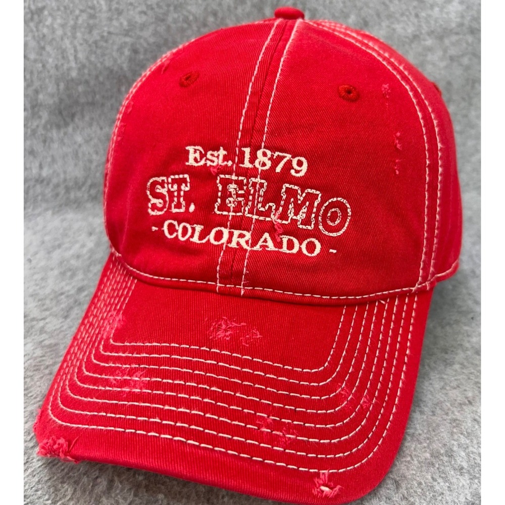 St Elmo Colorado Mens Red OC Hat Distressed Baseball Cap One Size